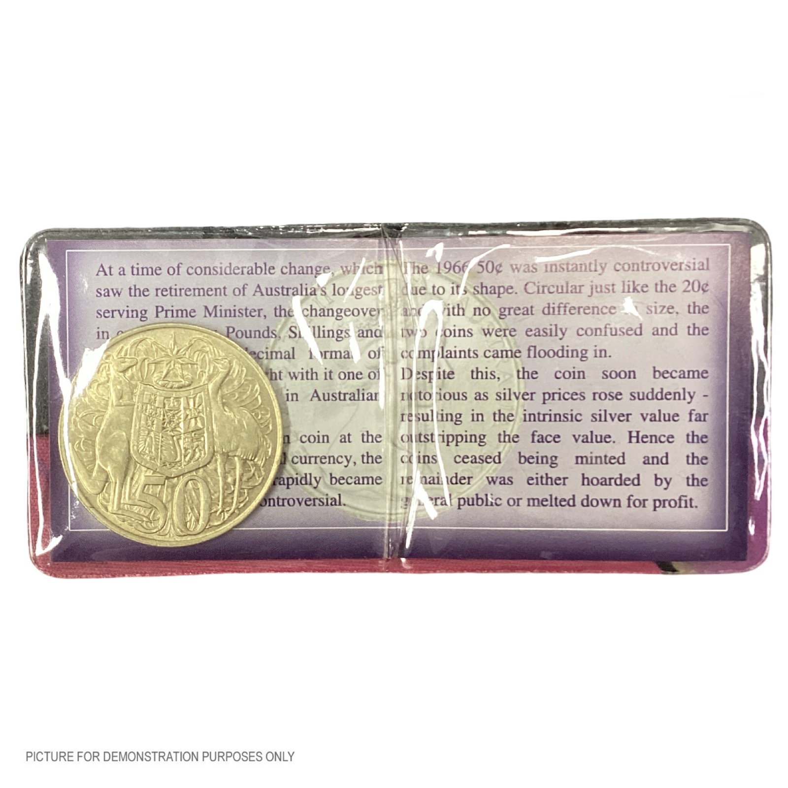 1966 Round 50c Coin in Sherwood packaging